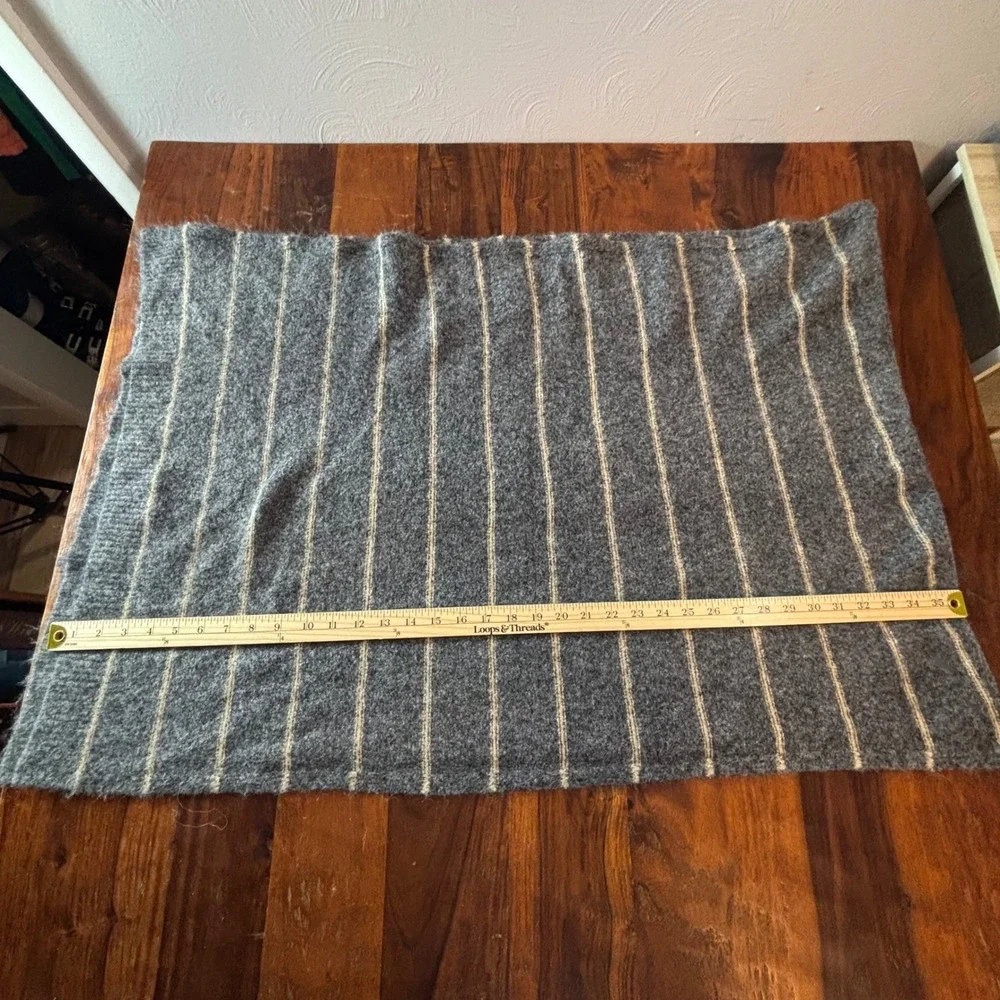 Pistil Grey Striped Knit Scarf Wool Blend Rectangular‎ Wrap One Size
